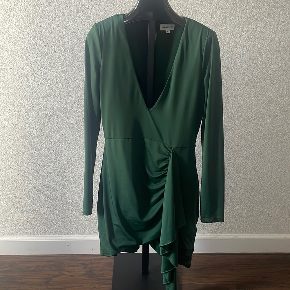 Long sleeve, mini dress.